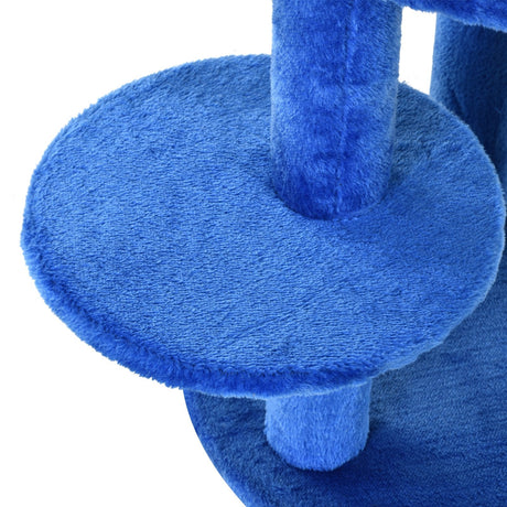 104cm Cat Tree Tower with Condo, Perch & Scratch Posts, PawHut, Blue