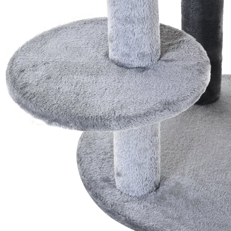 104cm Cat Tree Tower with Condo, Perch & Scratch Posts, PawHut, Grey