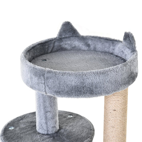 104cm Cat Tree Tower with Condo, Perch & Scratch Posts, PawHut, Grey