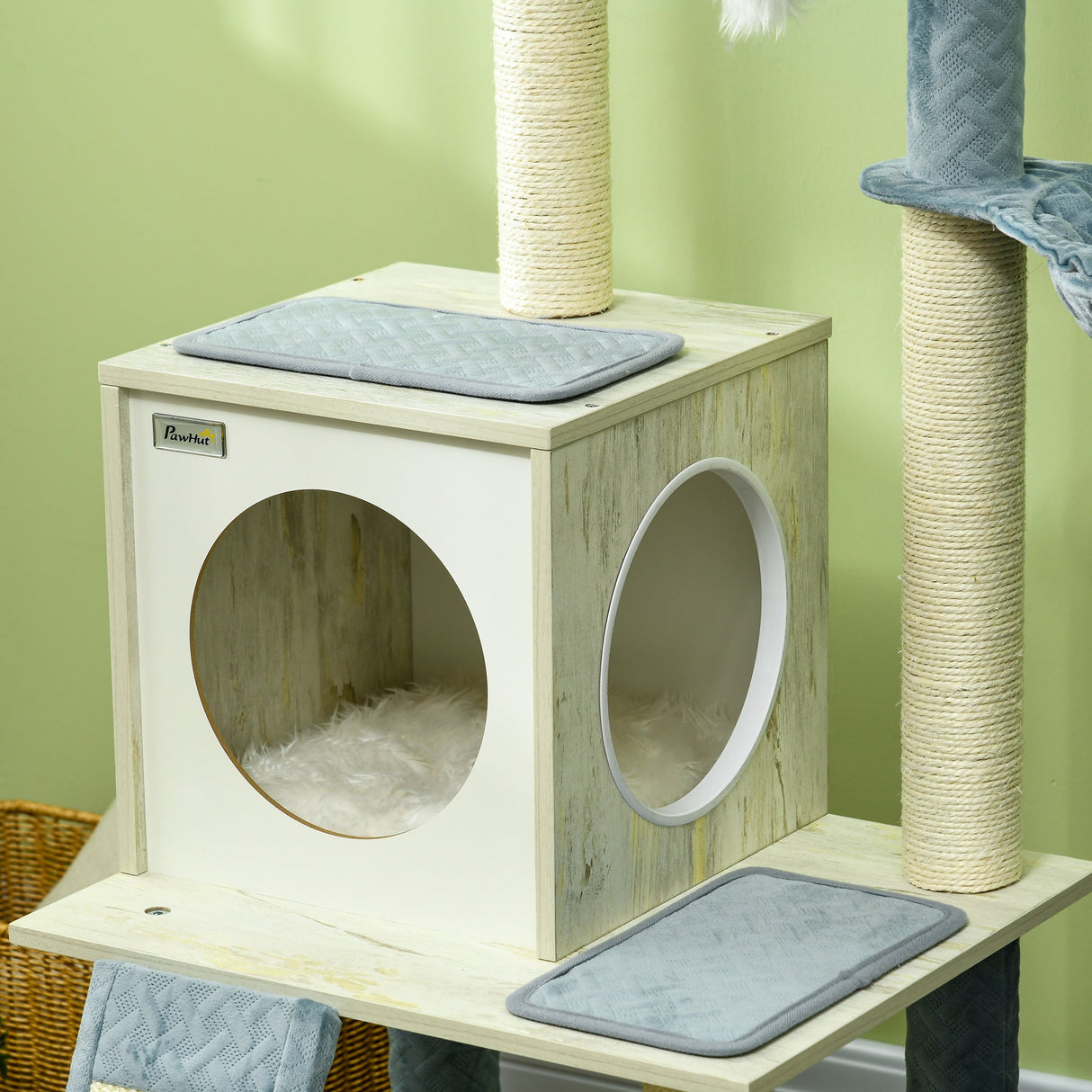 114cm Cat Tree for Indoor Cats, with Scratching Posts, hammock, Bed, House, PawHut,