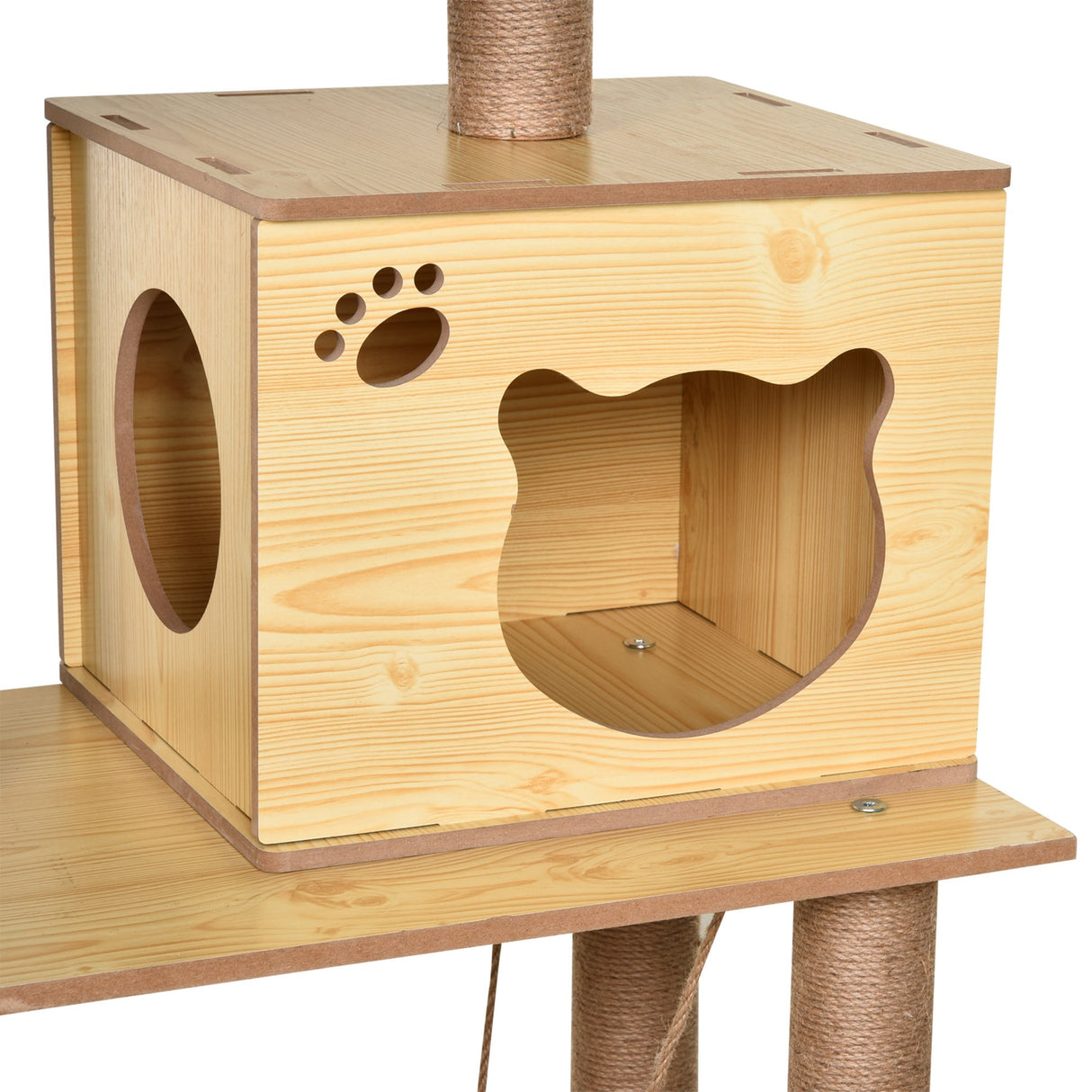 130cm Cat Tree for Indoor Cats, Multi-Level Plush Cat Tower, with Five Scratching Posts, Two Perches, Cat House, Hammock, PawHut,