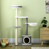 132cm Cat Tower: Hammock, Condo & Scratch Posts, PawHut,