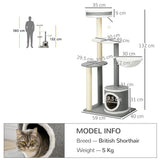 132cm Cat Tower: Hammock, Condo & Scratch Posts, PawHut,