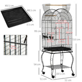 1.53m Mobile Bird Cage with Feeding Stand & Perches, PawHut,