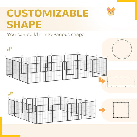 16 Panel Heavy Duty Puppy Playpen, for Small and Medium Dogs, Indoor and Outdoor Use -, PawHut,