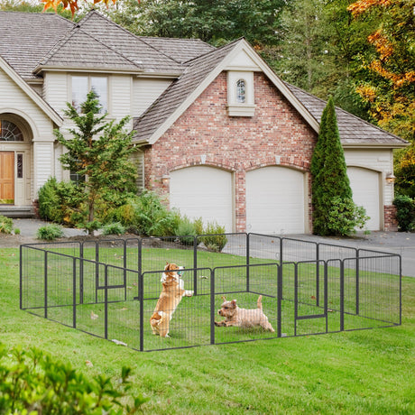16 Panel Heavy Duty Puppy Playpen, for Small and Medium Dogs, Indoor and Outdoor Use -, PawHut,
