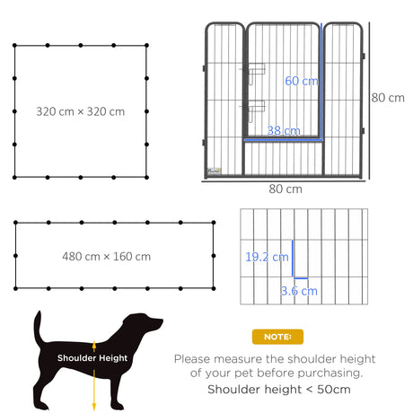 16 Panel Heavy Duty Puppy Playpen, for Small and Medium Dogs, Indoor and Outdoor Use -, PawHut,