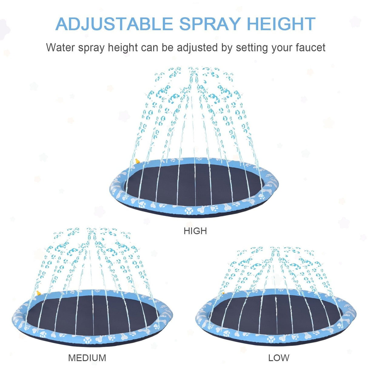 170cm Splash Pad with Sprinkler for Pets, PawHut, Blue