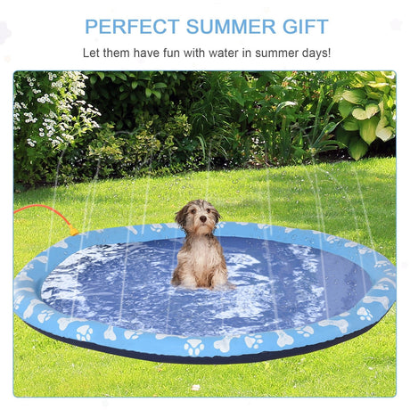 170cm Splash Pad with Sprinkler for Pets, PawHut, Blue