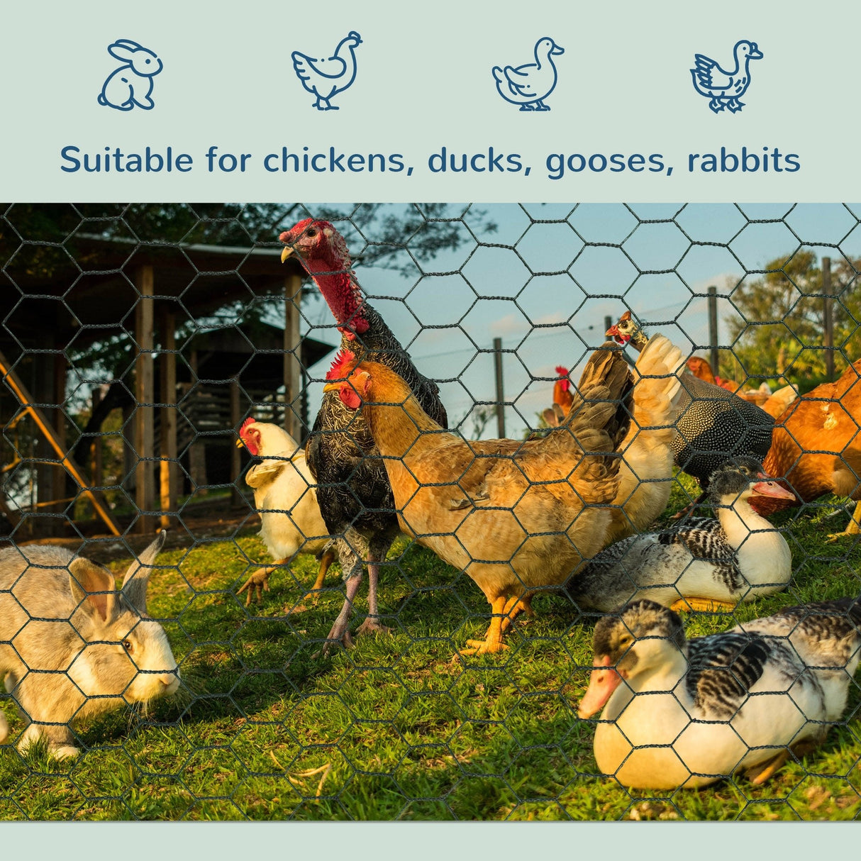 1m x 25m Chicken Wire Mesh, Foldable PVC Coated Welded Garden Fence, Roll Poultry Netting, for Rabbits, Ducks, Gooses, Dark, PawHut,