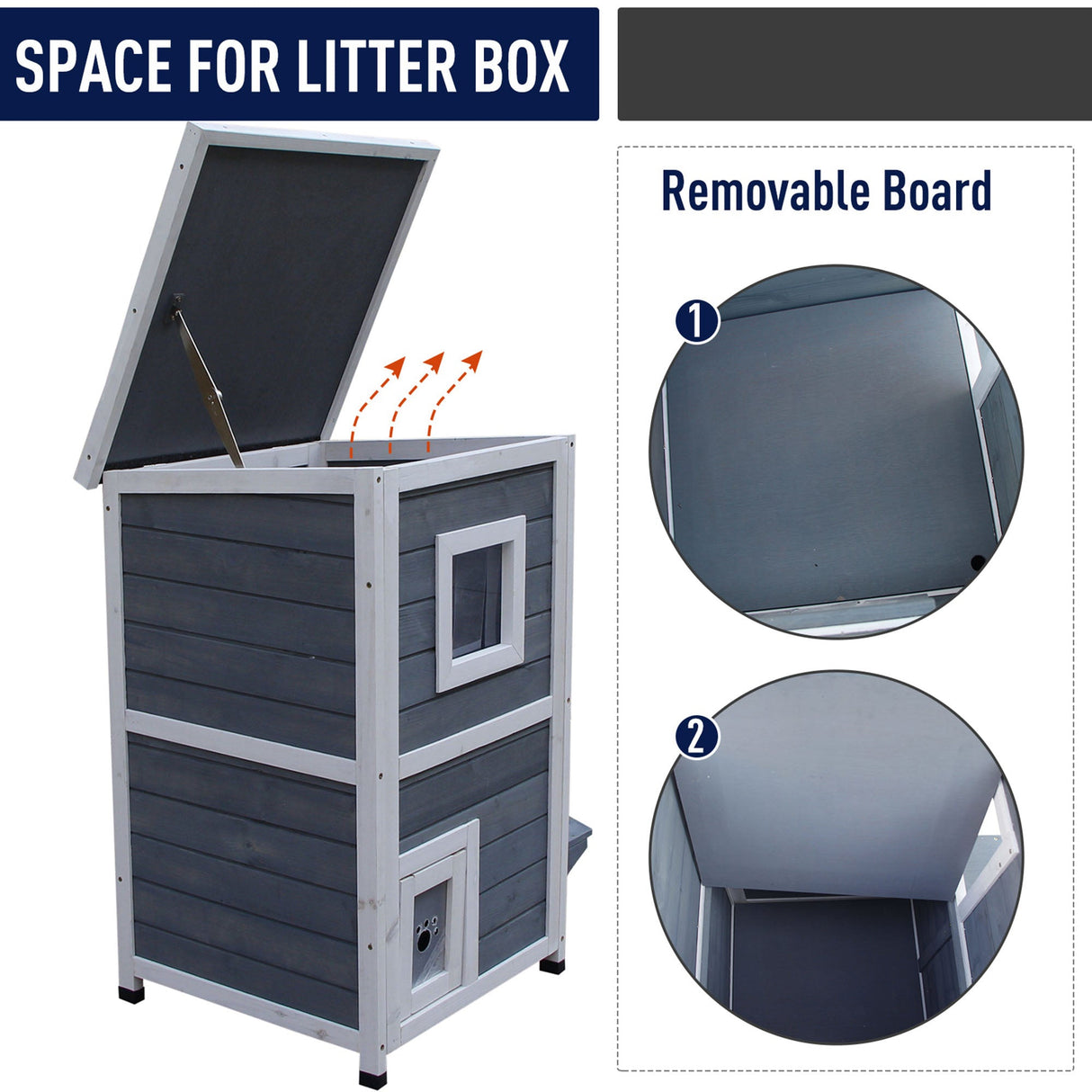 2-Floor Wooden Cat House: Stylish Outdoor Kitten Shelter, PawHut,