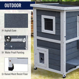 2-Floor Wooden Cat House: Stylish Outdoor Kitten Shelter, PawHut,