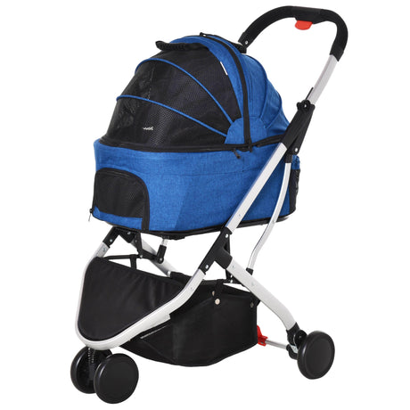 2 In 1 Convertible Dog Stroller & Carrying Bag for Small Pets, PawHut, Blue