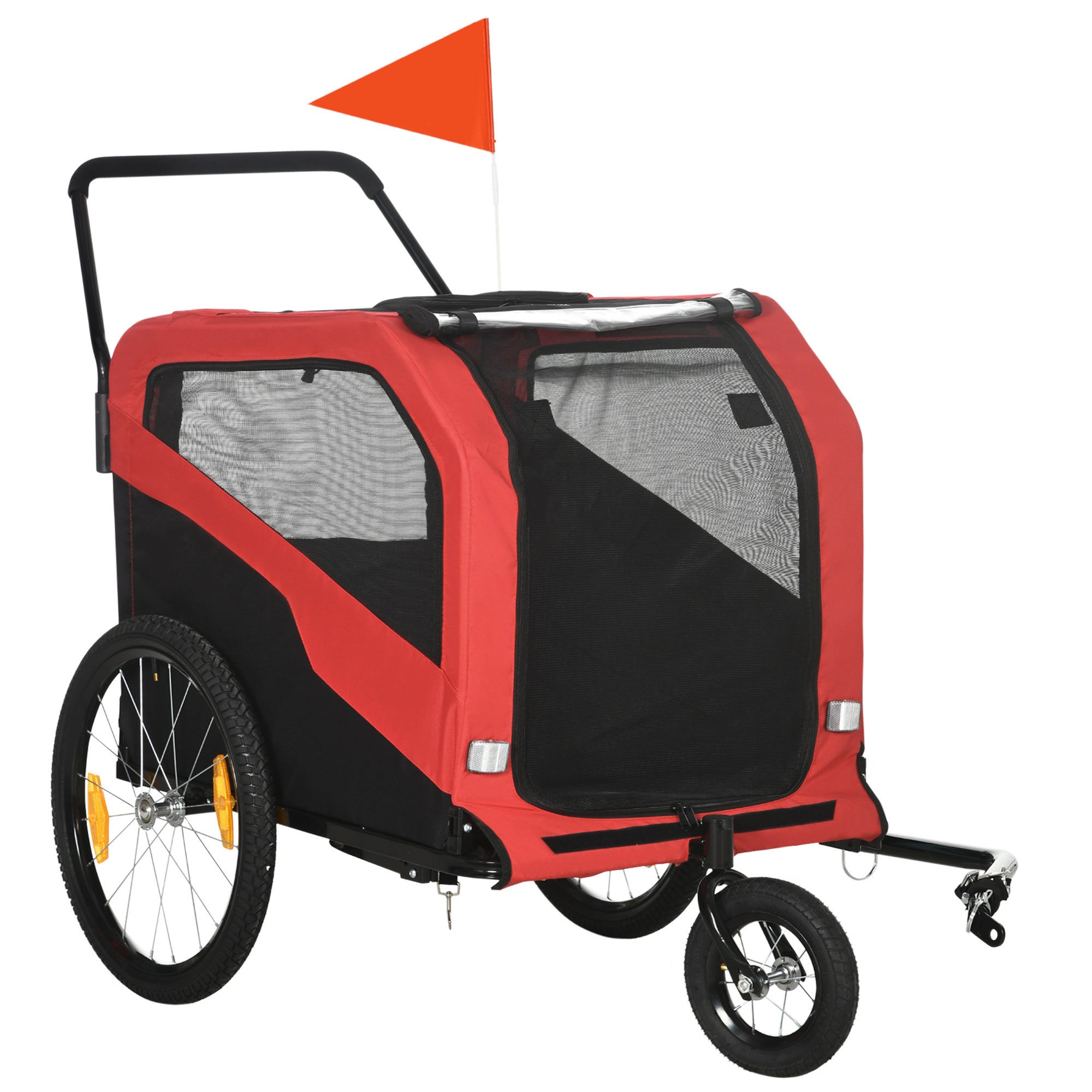 2 in 1 Dog Bike Trailer for Large Dogs with Hitch, Quick-release 20" Wheels, PawHut, Red