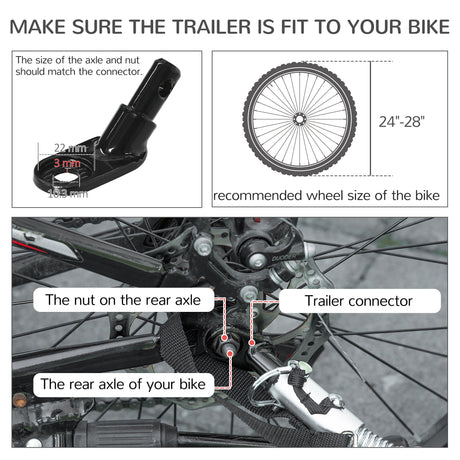 2 in 1 Dog Bike Trailer for Large Dogs with Hitch, Quick-release 20" Wheels, PawHut, Red