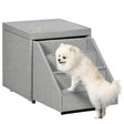 2 in 1 Dog Steps Ottoman, 4-Tier Pet Stairs for Small Medium Dogs and Cats, with Storage Compartment, PawHut,