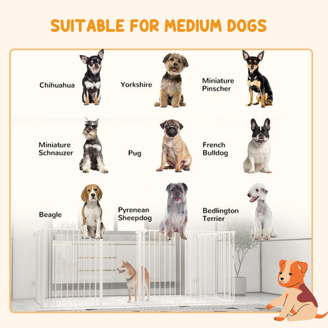 2-In-1 Multifunctional Dog Pen and Safety Pet Gate, 8 Panel Dog Playpen w/ Double-locking Door, Foldable Dog Barrier for Medium Dogs, PawHut,