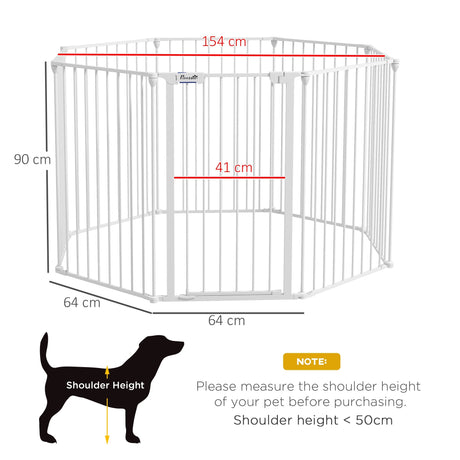 2-In-1 Multifunctional Dog Pen and Safety Pet Gate, 8 Panel Dog Playpen w/ Double-locking Door, Foldable Dog Barrier for Medium Dogs, PawHut,