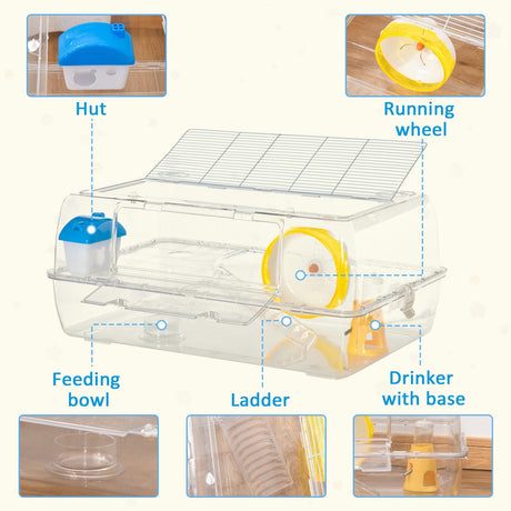 2-Story Portable Hamster Cage with Accessories, PawHut,