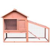 2 Tier Rabbit Cage, Solid Wood Bunny House, Water Resistant Asphalt Roof Ramp Sliding tray 144 x 64.5 x 100 cm Red/Brown, PawHut,