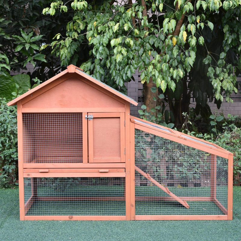 2 Tier Rabbit Cage, Solid Wood Bunny House, Water Resistant Asphalt