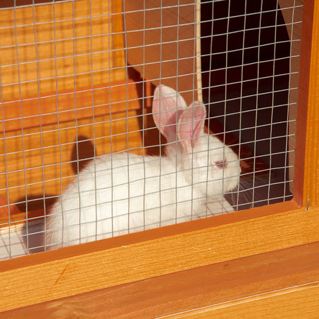 2-Tier Rabbit Hutch Wooden Guinea Pig Hutch Double Decker Pet Cage Run with Sliding Tray Opening Top, PawHut,