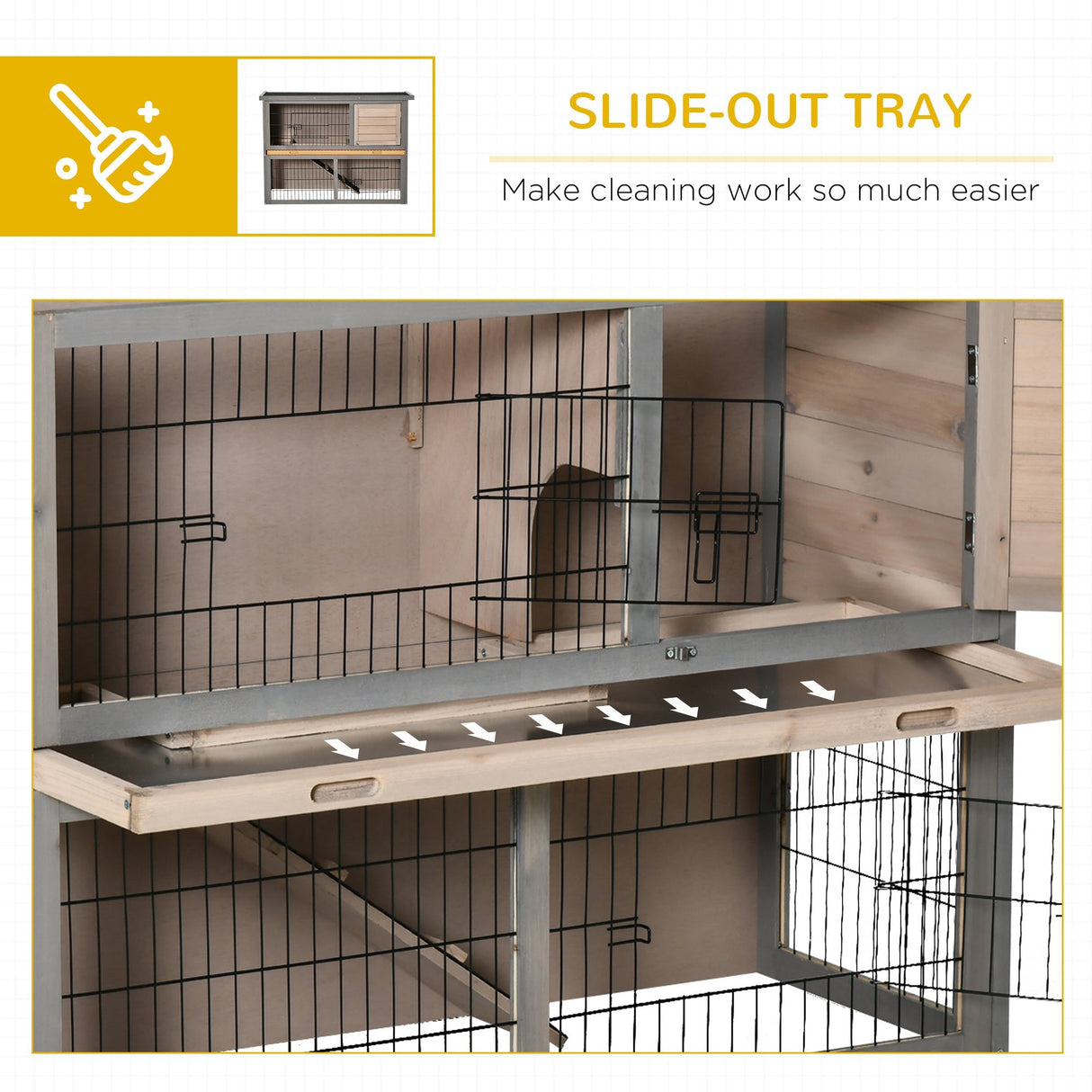 2 Tier Wooden Rabbit Hutch Guinea Pig House Bunny Cage Backyard w/ Ramp Outdoor Run Built-in Tray Openable Roof Small Animal House Brown, 108 x 45 x 78 cm, PawHut,