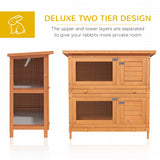 2-Tier Wooden Rabbit Hutch Guinea Pig Hutch Duck House Double Decker Pet Cage with Sliding Tray Opening Top, PawHut,