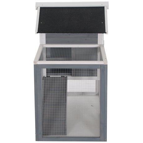 2 Tiers Rabbit Hutch and Run Wooden Guinea Pig Hutch Outdoor with Sliding Tray, Ramp, 122 x 62.6 x 92cm, PawHut, Grey