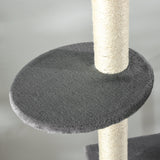 230-280cm Huge Cat Tower Ceiling High Multilevel Sisal Light Grey, PawHut,