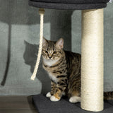 240-270cm Floor-To-Ceiling Cat Tree, 5 Tier Cat Climbing Tower, with Bed, Hammock, Platforms, Black and Cream, PawHut,