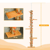 242cm Adjustable Floor-To-Ceiling Cat Tree, with Artificial Decoration, Perches, Anti-Slip Kit, PawHut, Orange