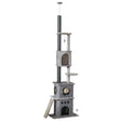 255cm Floor To Ceiling Cat Tree for Indoor Cats Climber Scratching Post Adjustable Height Play Tower Removable Cover Grey, PawHut,