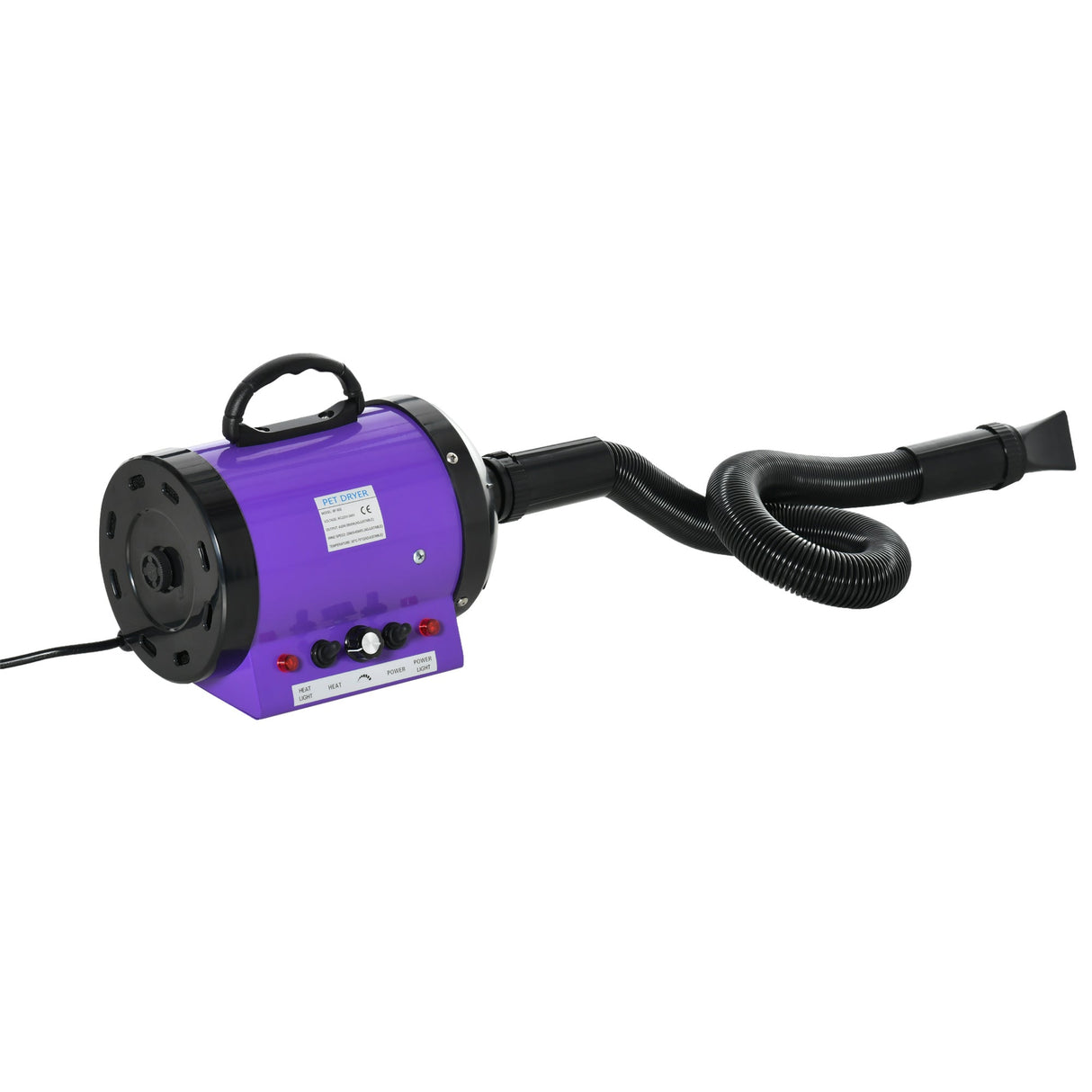 2800W Dog Pet Grooming Hairdryer Heater w/ Three Nozzles, PawHut, Purple