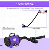 2800W Dog Pet Grooming Hairdryer Heater w/ Three Nozzles, PawHut, Purple