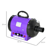 2800W Dog Pet Grooming Hairdryer Heater w/ Three Nozzles, PawHut, Purple