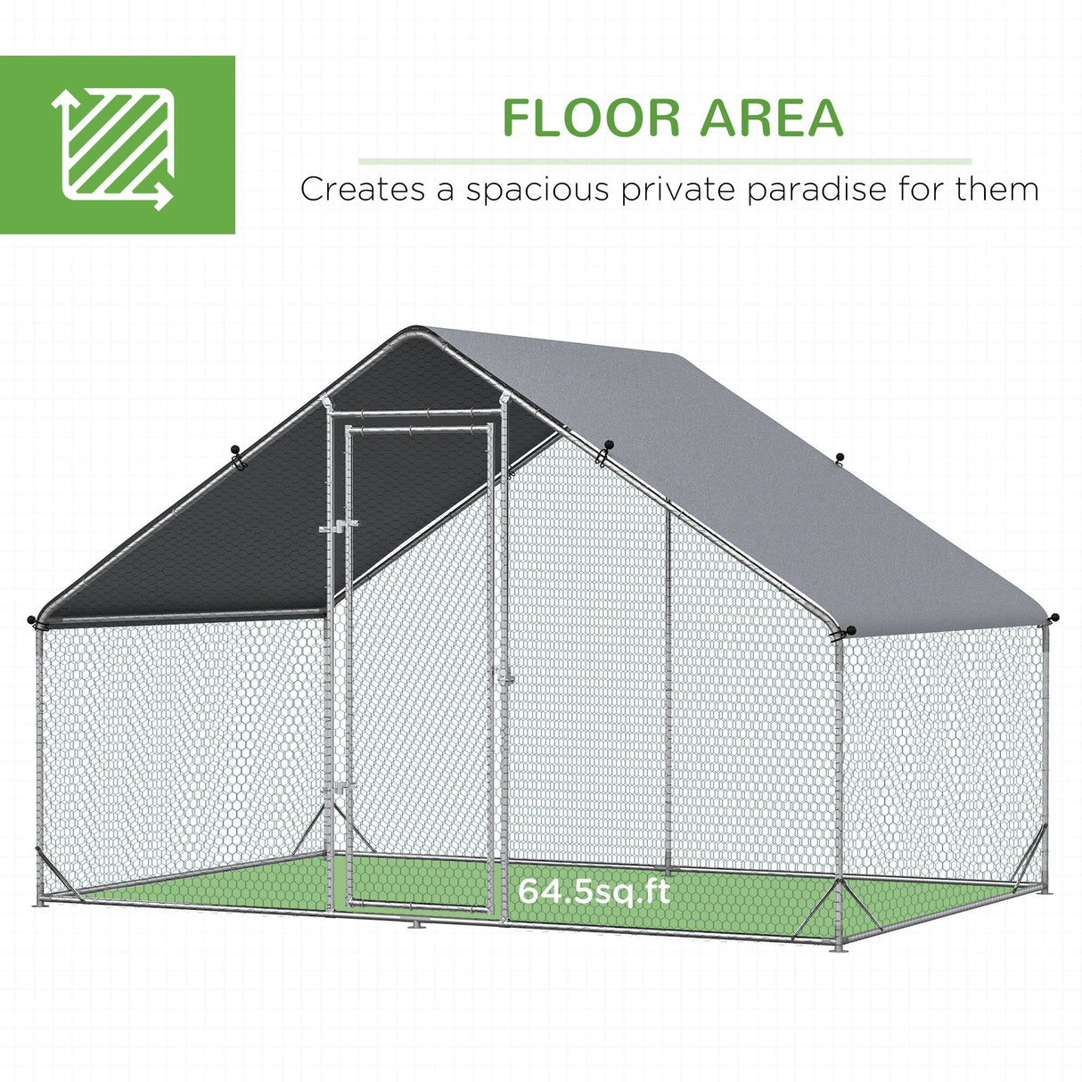 2m Wide Galvanised Chicken Run with Waterproof Cover, PawHut,