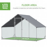 2m Wide Galvanised Chicken Run with Waterproof Cover, PawHut,