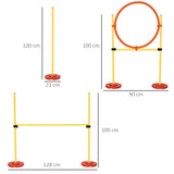 3-Course Portable Pet Agility Training Set for Dogs w/ Adjustable High Jumping Pole, Jumping Ring, Turnstile poles, PawHut,