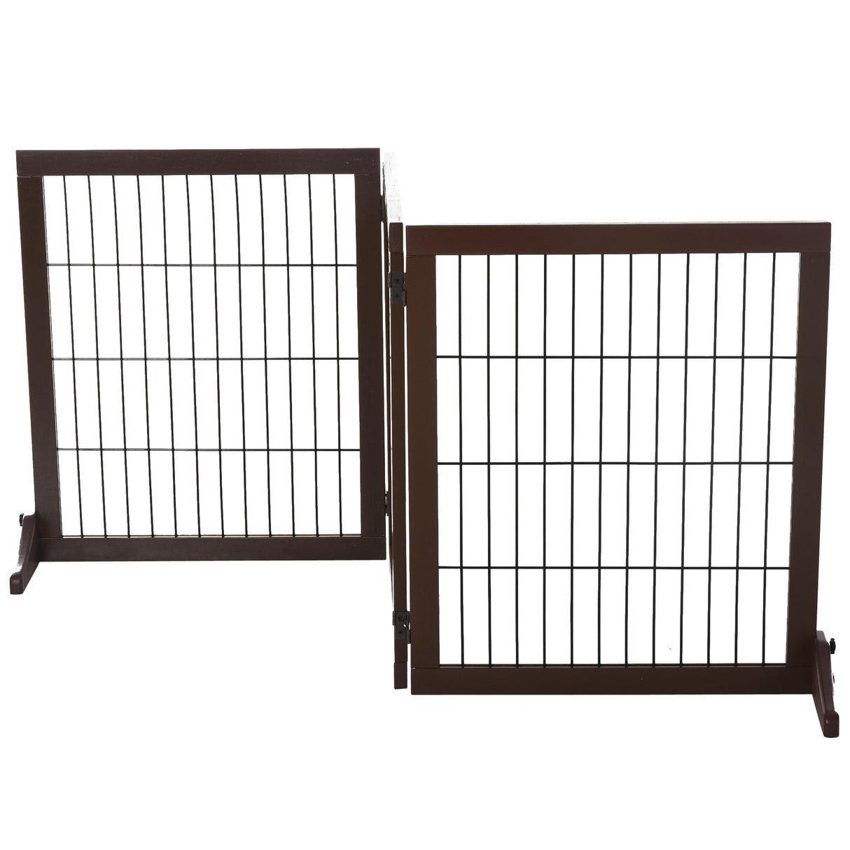 3 Panel Pet Gate Pine Frame Indoor Foldable Dog Barrier w/Supporting Foot Dividing Line Aisles Stairs, PawHut,