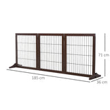 3 Panel Pet Gate Pine Frame Indoor Foldable Dog Barrier w/Supporting Foot Dividing Line Aisles Stairs, PawHut,