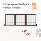 3 Panel Pet Gate Pine Frame Indoor Foldable Dog Barrier w/Supporting Foot Dividing Line Aisles Stairs, PawHut,