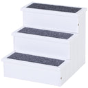 3 Step Wooden Dog Steps Pet Stairs for Dogs, Cat Ladder for Bed Couch with Storage, PawHut, Grey