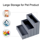 3 Step Wooden Dog Steps Pet Stairs for Dogs, Cat Ladder for Bed Couch with Storage, PawHut, Grey