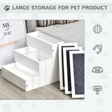 3 Step Wooden Dog Steps Pet Stairs for Dogs, Cat Ladder for Bed Couch with Storage, PawHut, Grey