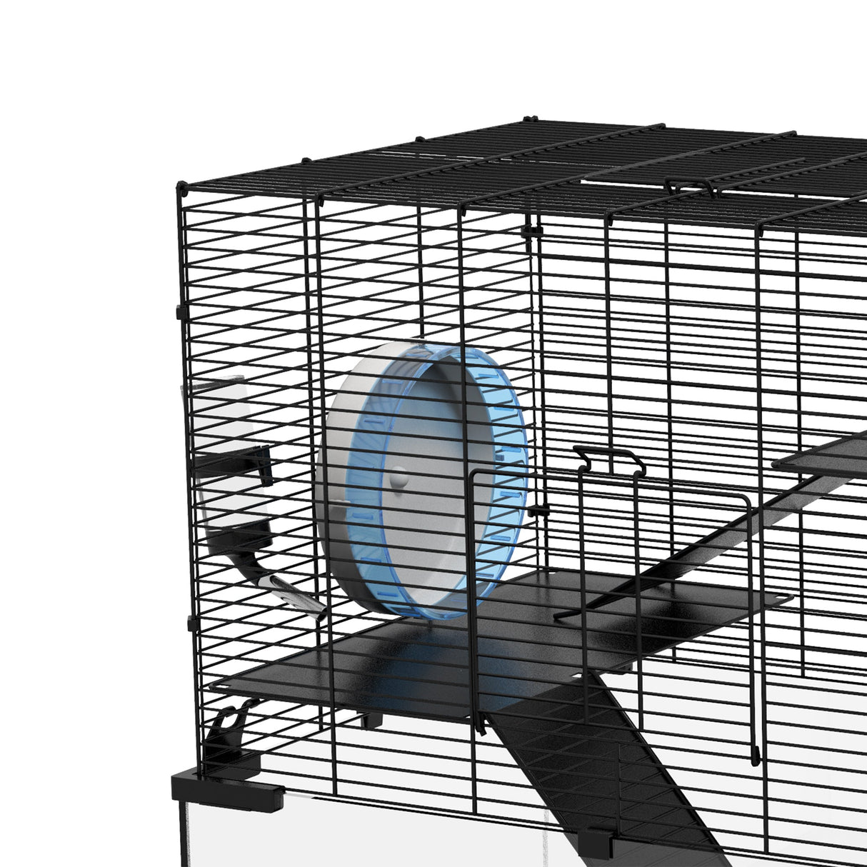 3-Tier Gerbil & Hamster Cage with Glass Bottom - 60x40x57cm, PawHut,