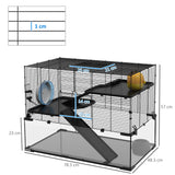 3-Tier Gerbil & Hamster Cage with Glass Bottom - 78.5 x 48.5 x 57cm, PawHut,