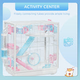 3-Tier Hamster Cage with Tunnel, Wheel, and Ramps, PawHut,