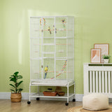 3-Tier Spacious Bird Cage with Toys, Ladders & Wheels, PawHut,