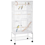 3-Tier Spacious Bird Cage with Toys, Ladders & Wheels, PawHut,